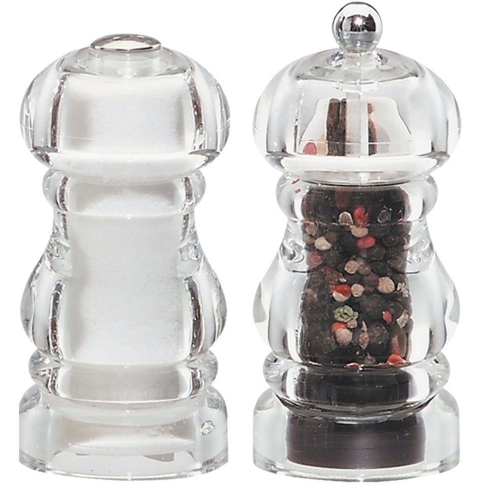 Chef Specialties Laurel Acrylic Pepper Mill and Salt Shaker Set, 5 inch.