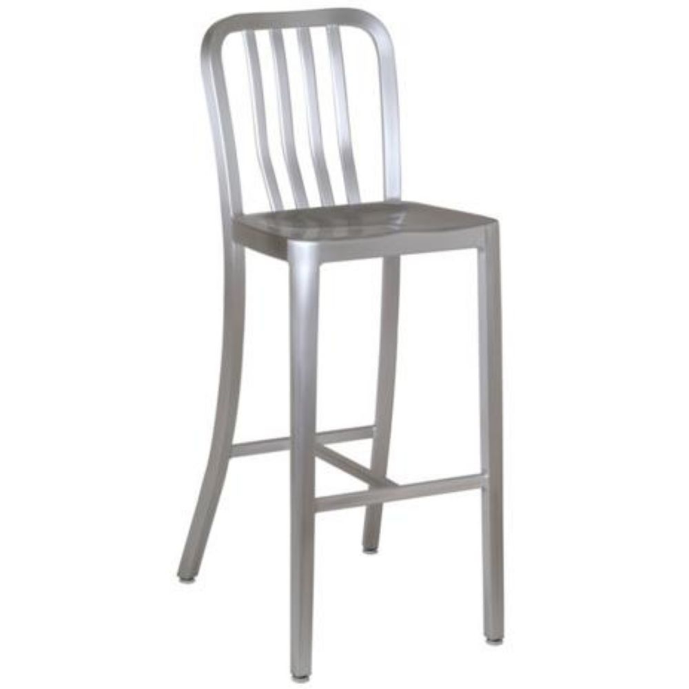 Emu Anna Brushed Aluminum with Clear Lacquer Outdoor Indoor Barstool, 42.5 x 15.5 x 21 inch.