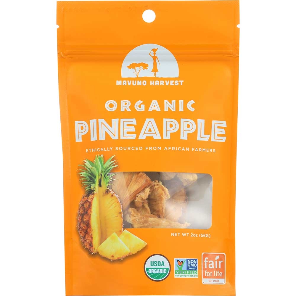 Mavuno Harvest Organic Dried Pineapple, 2 Ounce -- 6 per case.
