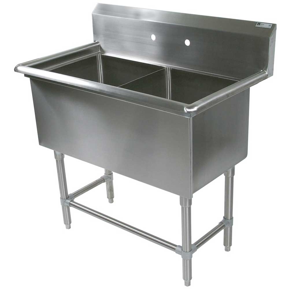 John Boos 16 Gauge Stainless Steel Two Bowl Sink without Drainboard, 41 1/8 x 23 1/2 inch.