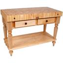 John Boos Maple Cream Finish Alabaster Base Cucina Rustica Table with Shelf, 48 x 24 x 4 inch.