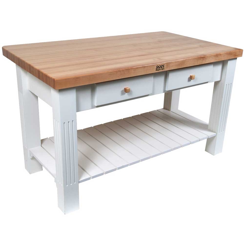 John Boos Grazzi Alabaster Base Hard Maple Edge Grain Top Table, 60 x 28 x 2 1/4 inch.