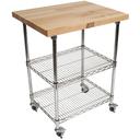 John Boos Varnique Finish Blended Maple Top Metropolitan Wire Cart, 27 x 21 x 1.5 inch.