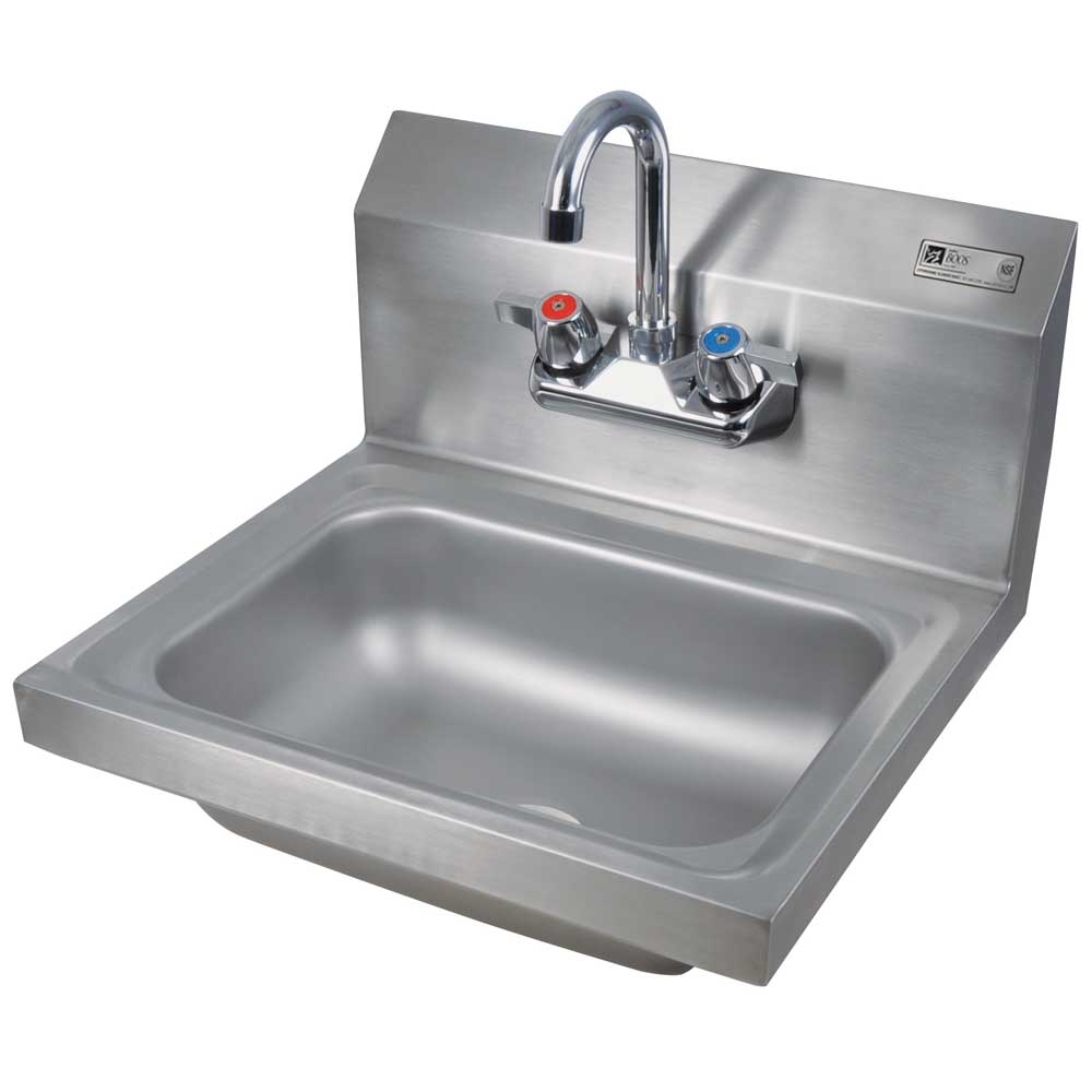 John Boos Stainless Steel Wall Mount Hand Sink with 1 7/8 inch Drain and Faucet, 14 x 10 x 5 inch.