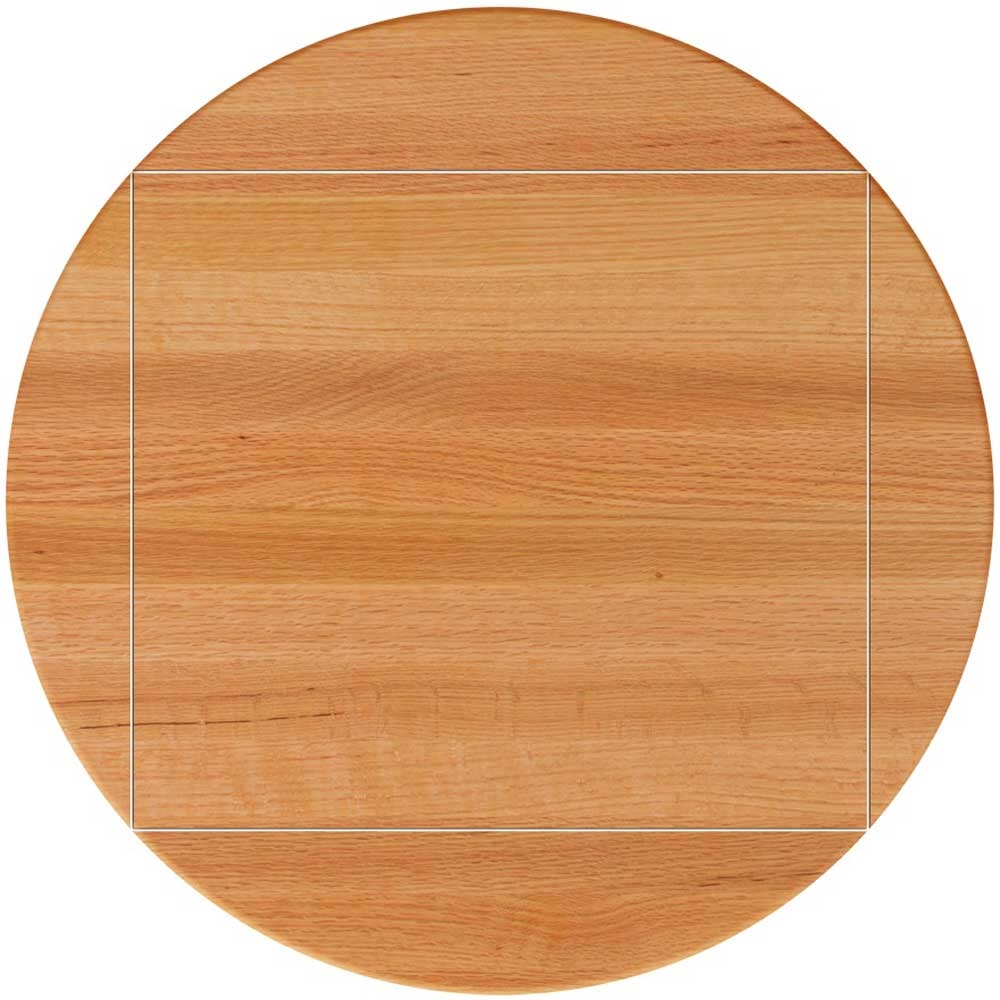 John Boos Tuff Var Finish Four Corner Drop Leaf Red Oak Butcher Block Top, 52 inch Dia.