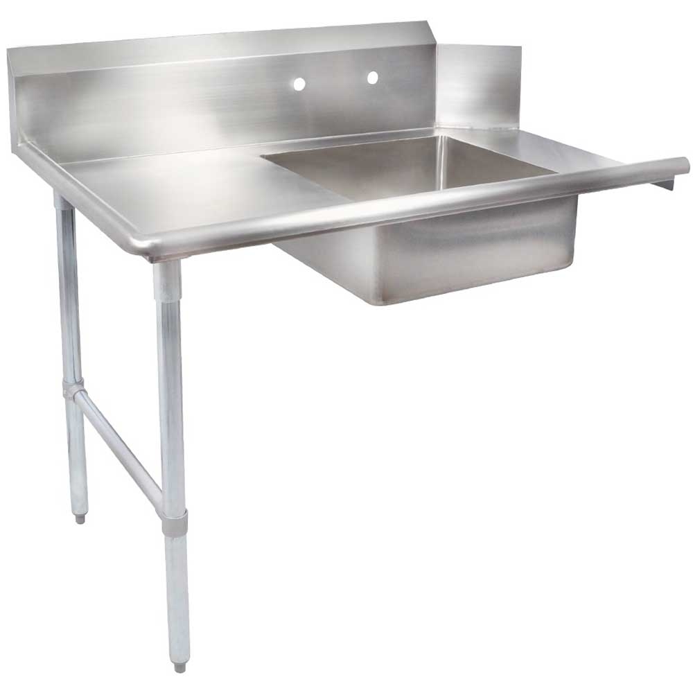 John Boos 16 Gauge Stainless Steel Soiled Dishtable with Galvanized Left Leg, 108 inch.