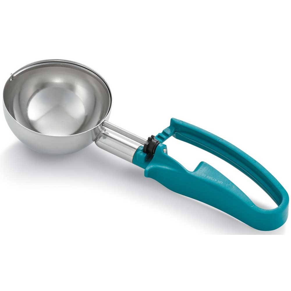 Vollrath Standard Length Teal Squeeze Disher, 6 Ounce -- 12 per case.