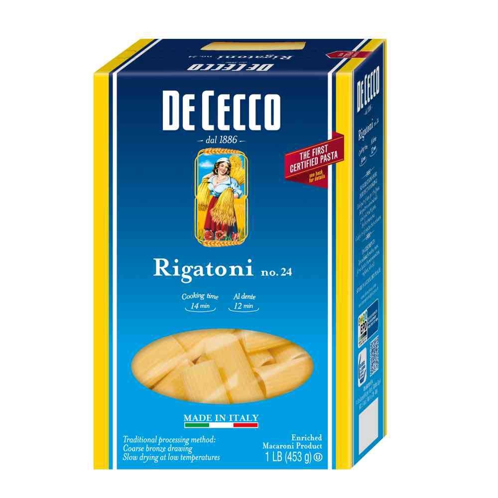Dececco Enriched Macaroni Rigatoni, 1 Pound -- 12 per case.