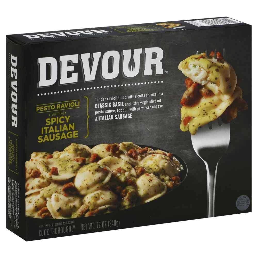 Devour Pesto Ravioli with Spicy Italian Sausage, 12 Ounce -- 8 per case.