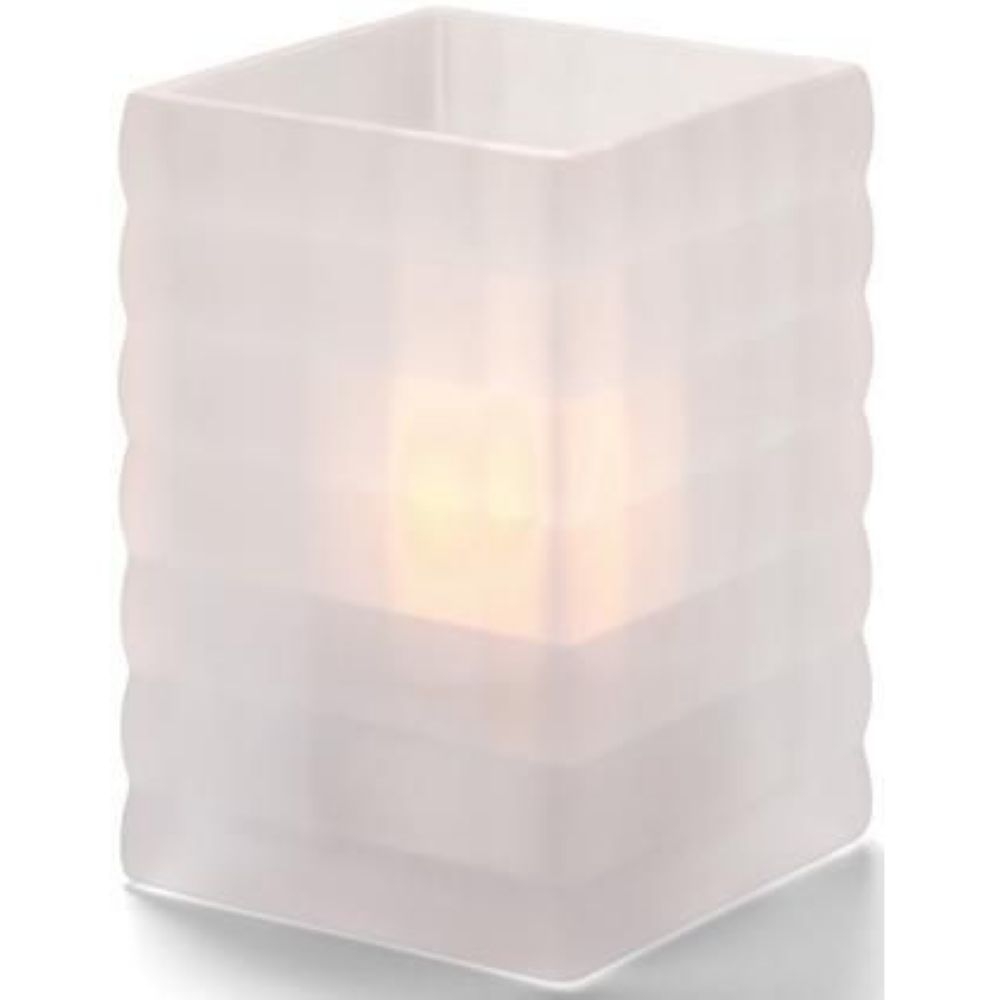 Hollowick Optic Block Satin Crystal Glass Lamp, 3 3/4 x 2 5/8 x 2 5/8 inch.