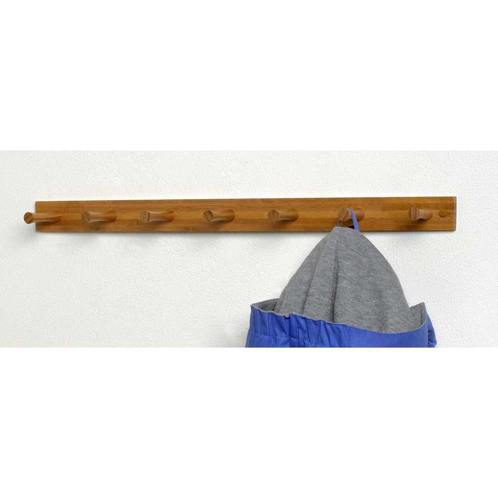 Spectrum Bamboo Wall Mount Seven Peg Wood Rack with Screws, 1.75 x 3.75 x 24 inch.