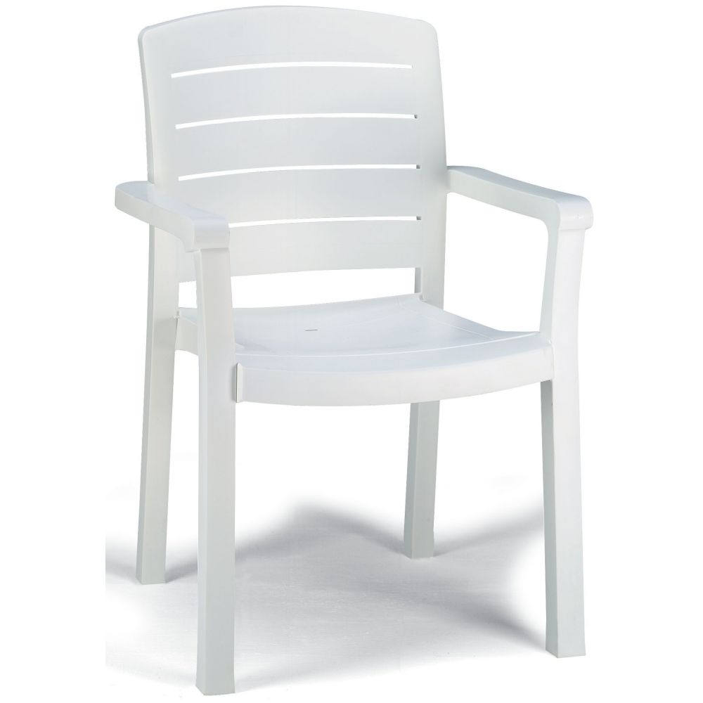 Grosfillex Acadia White Stacking Dining Armchair -- 12 per case.