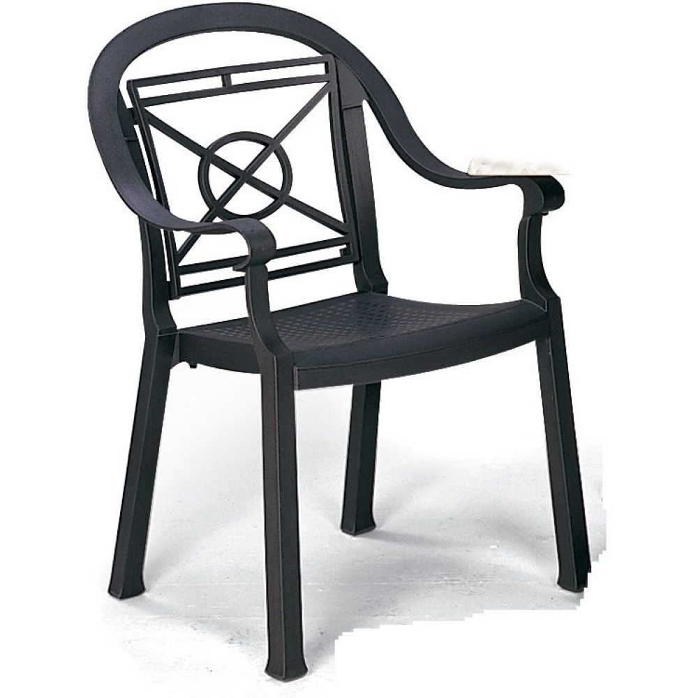 Grosfillex Victoria Charcoal Classic Stacking Dining Armchair -- 12 per case.
