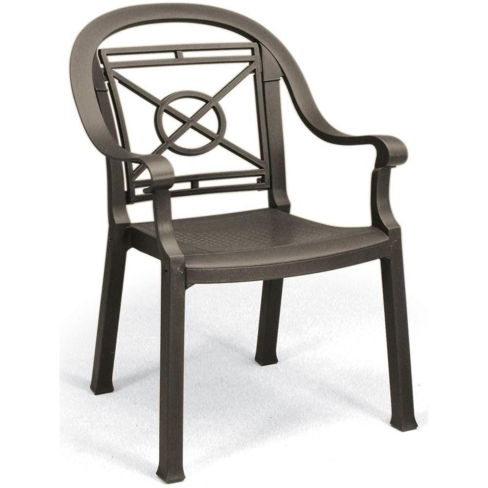 Grosfillex Victoria Bronze Mist Classic Stacking Dining Armchair -- 12 per case.