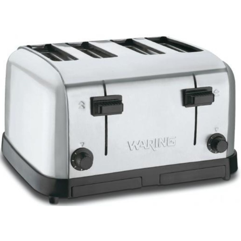 Waring Commercial Brushed Chrome 4 Slice Commercial Medium Duty Toaster, 120 Volts.