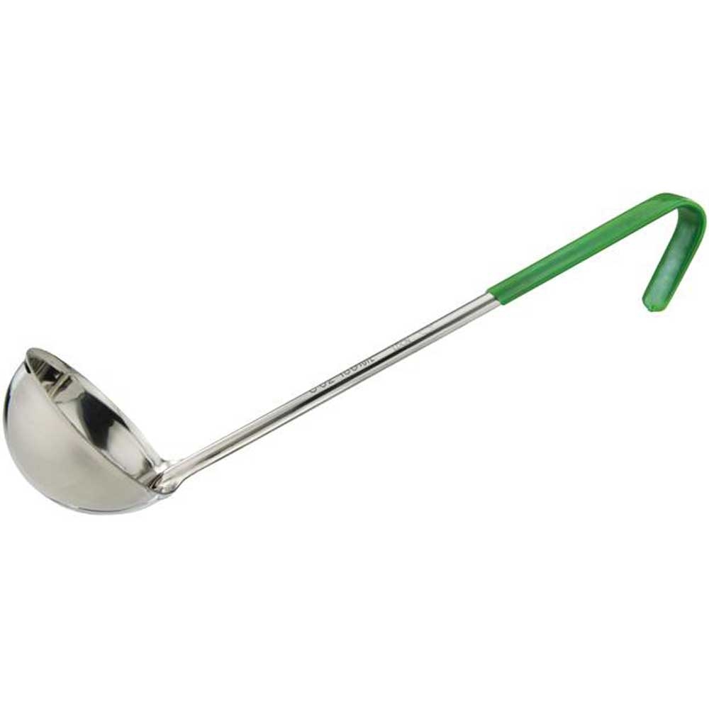 Winco Prime Stainless Steel One Piece Ladle with Green Handle, 6 Ounce -- 12 per case.