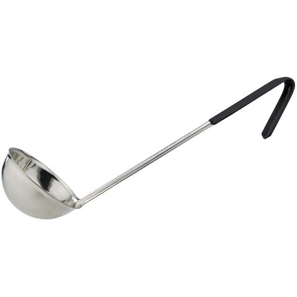 Winco Prime Stainless Steel One Piece Ladle with Black Handle, 8 Ounce -- 12 per case.
