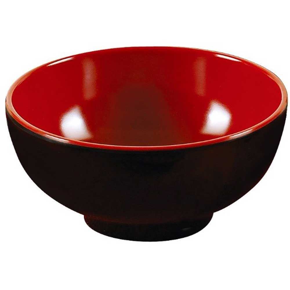 Yanco Two Tone Melamine Round Black/Red Rice Bowl, 8 Ounce -- 48 per case.