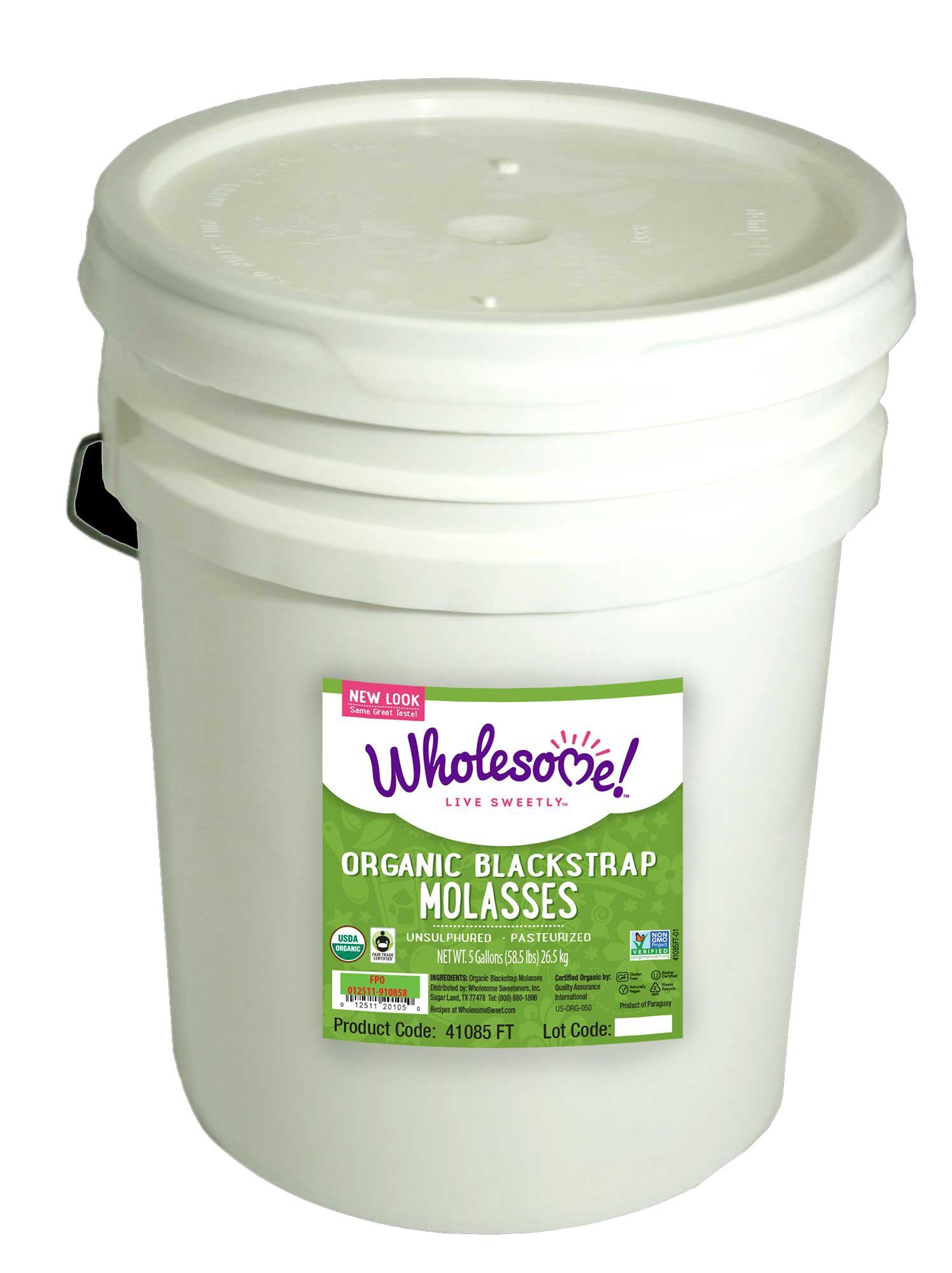 Wholesome Sweeteners Fair Trade Organic Blackstrap Molasses, 5 Gallon.