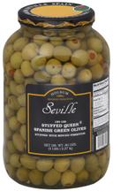 Seville 150/160 Stuffed Green Queen Olives, 1 Gallon -- 4 per case.