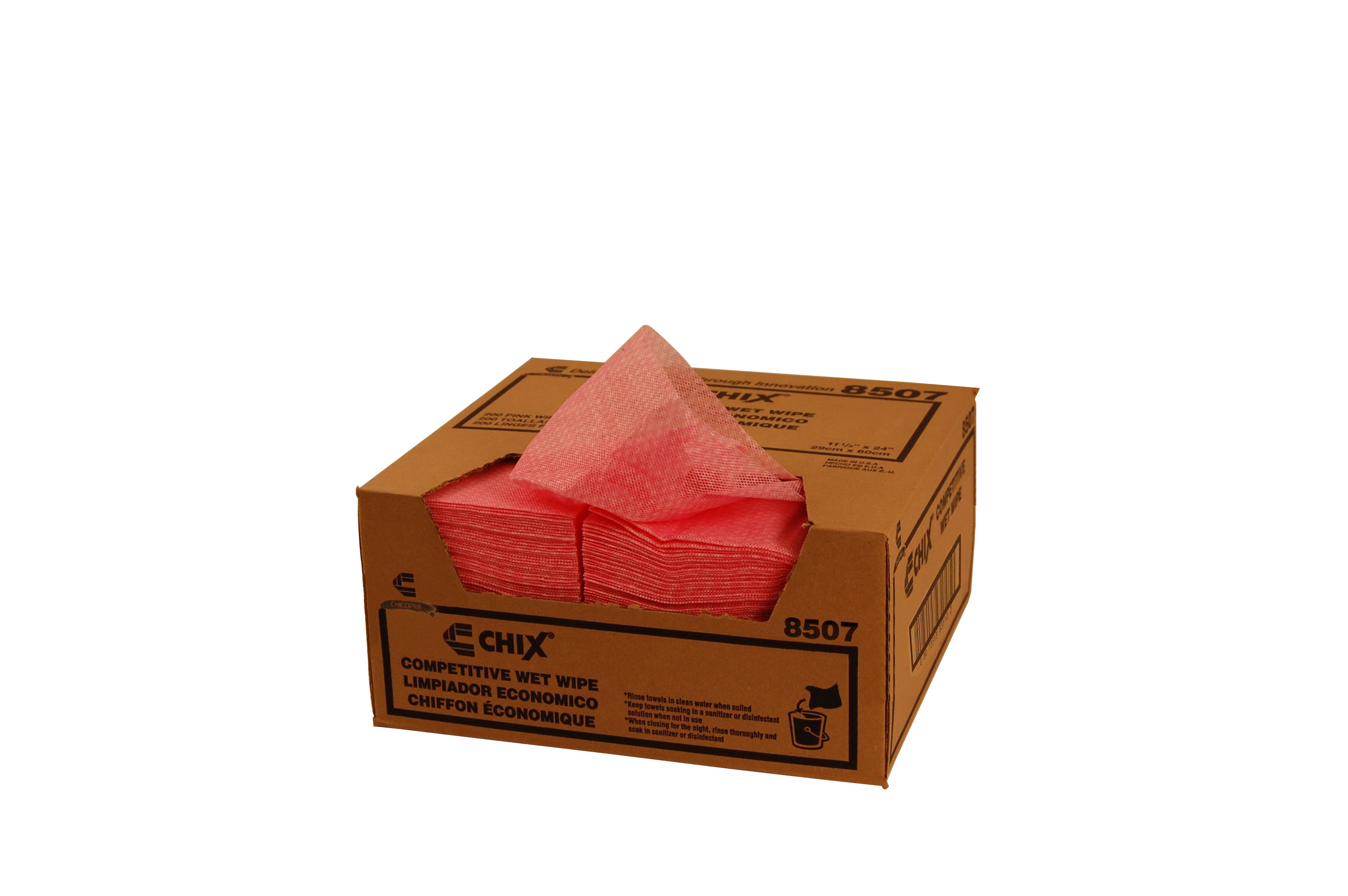 Chix Wet Wipes, 11 1/2 x 24, White/Pink, 200/Carton