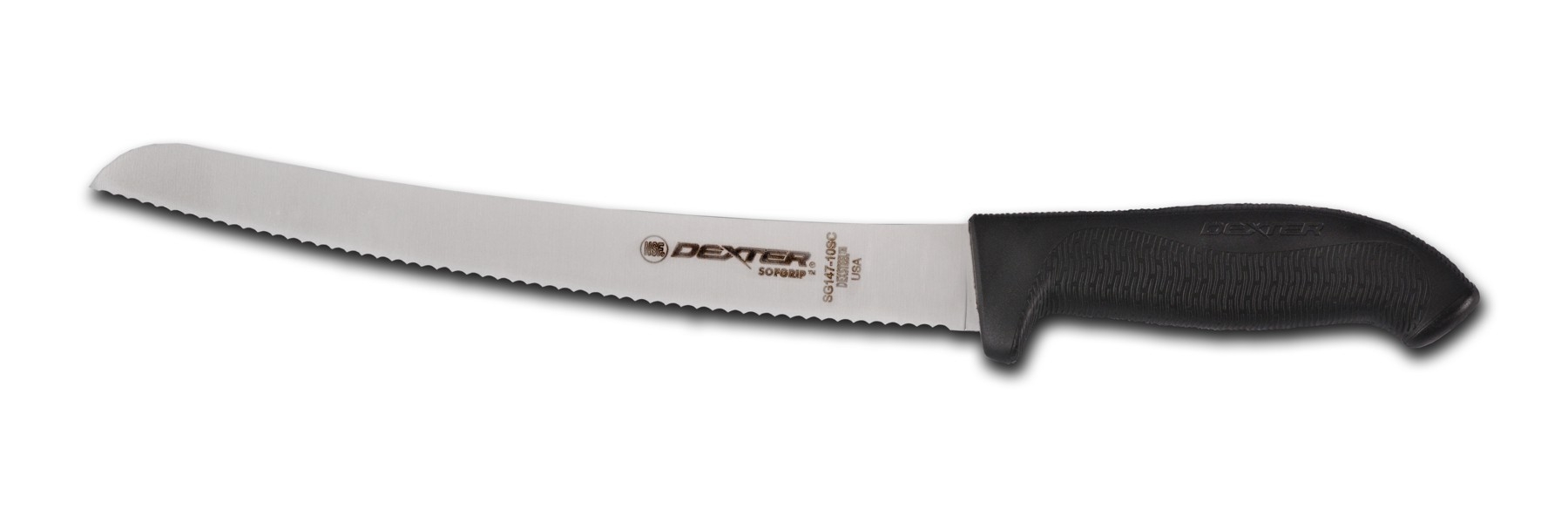 Dexter Russell SofGrip Scalloped Bread Knife with Black Handle, 10 inch -- 6 per case.