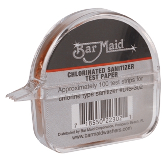 Bar Maid Sani Maid Chlorinated Sanitizer Test Paper - 100 per pack -- 12 packs per case.