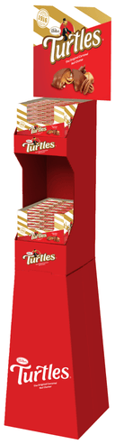 Turtles Original Pecan Caramel Nut Cluster Candy - Skinny Tower Floor Stand, 1.76 Ounce -- 48 per case.