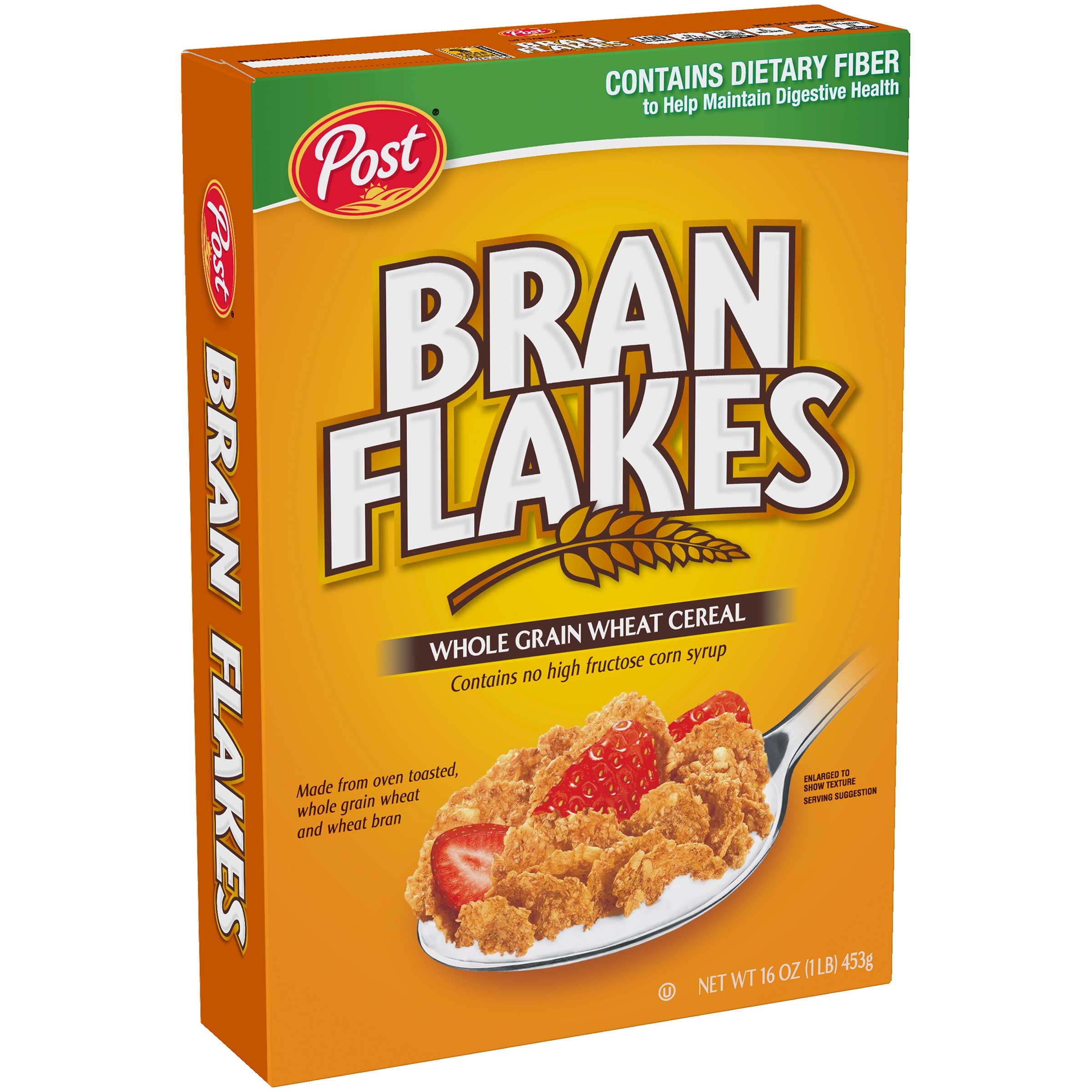 Post Bran Flakes Whole Grain Wheat Cereal, 16 Ounce -- 12 per case.