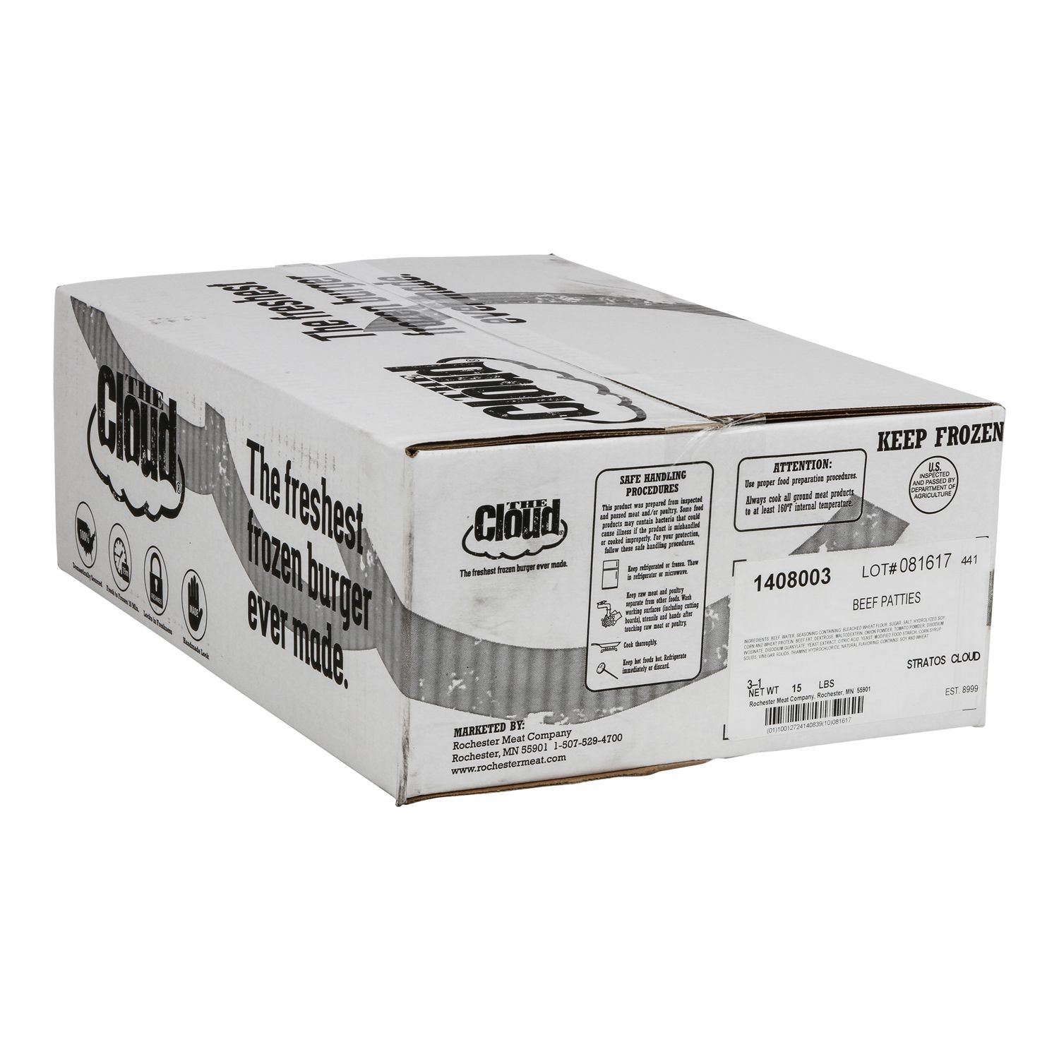 Cloud 3:1 Beef Patty, 5.33 Ounce -- 45 per case.