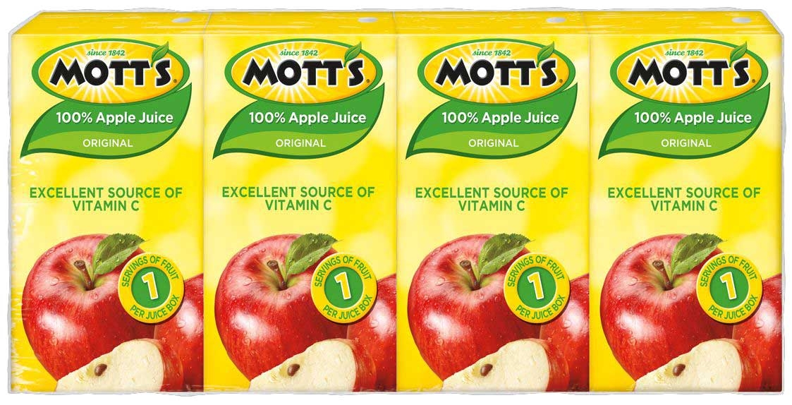 Mott's Apple Juice, 4.23 Ounce - 4 per pack -- 11 Case