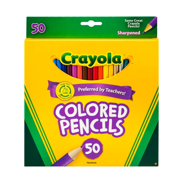 Crayola Colored Pencils - 50 per pack -- 12 packs per case.