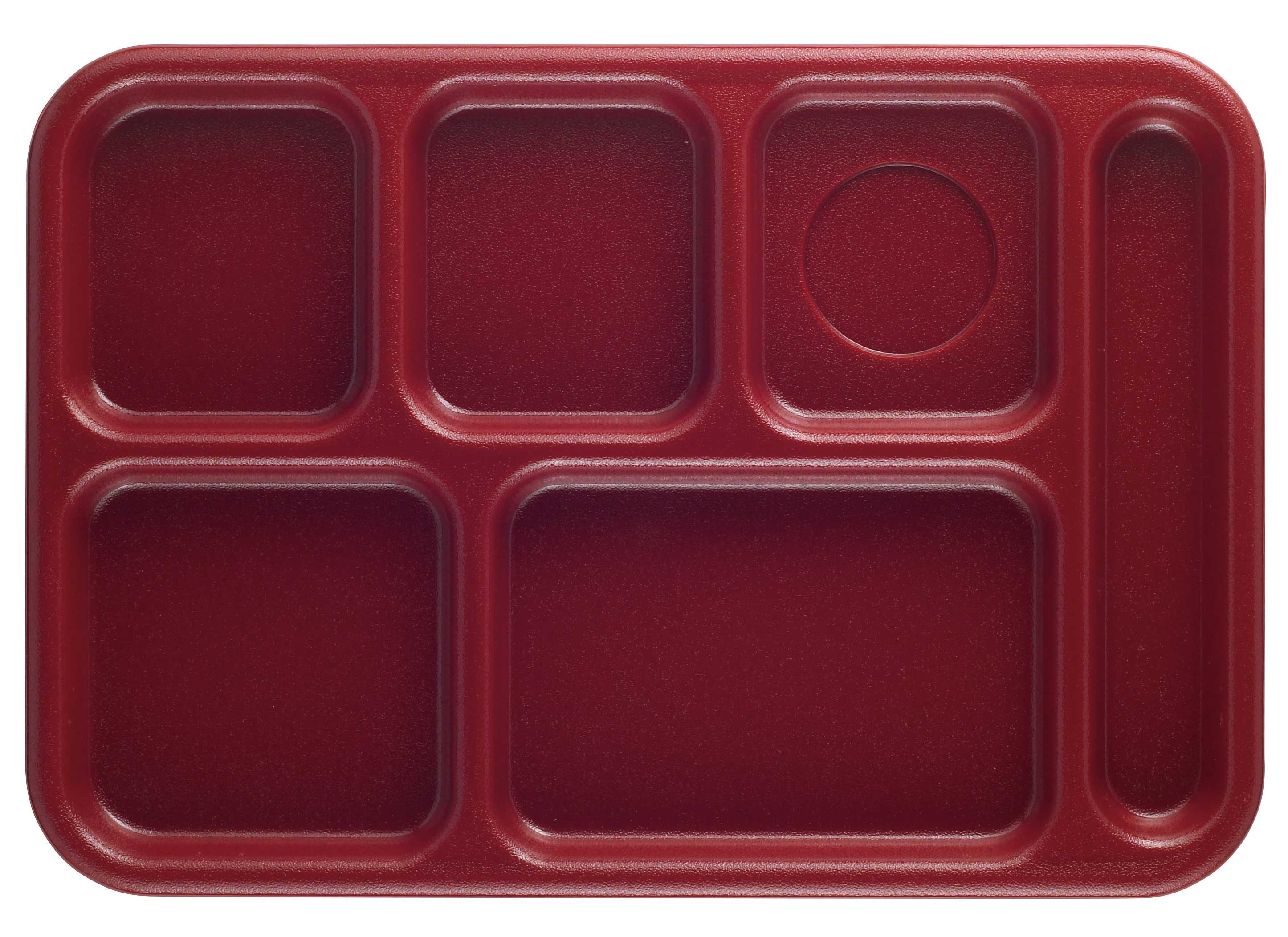 Camwear Six Compartment School Tray, Cranberry, 10 X 14 1/2 X 15/16 inch -- 24 per case.
