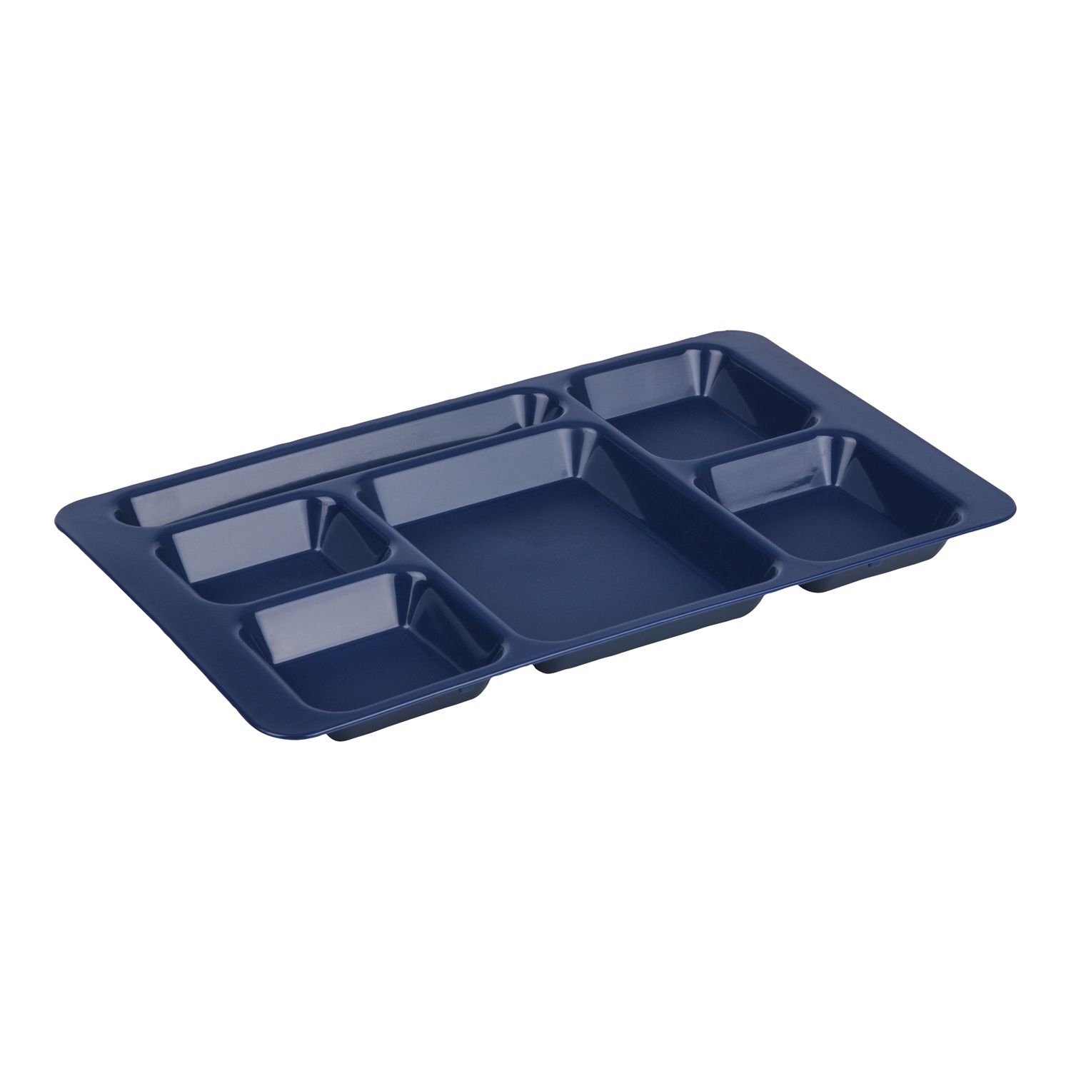 Cambro Co Polymer Rectangular 2 x 2 Compartment School Tray, Navy Blue, 9 x 15 inch -- 24 per case.