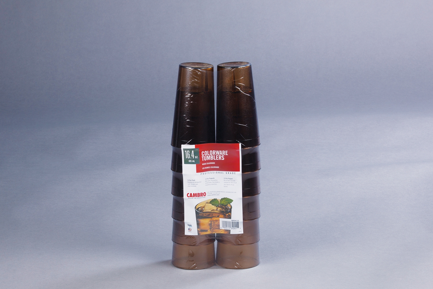 Cambro Colorwear Tumbler, Amber, 16 Ounce - 12 per pack -- 6 packs per case.