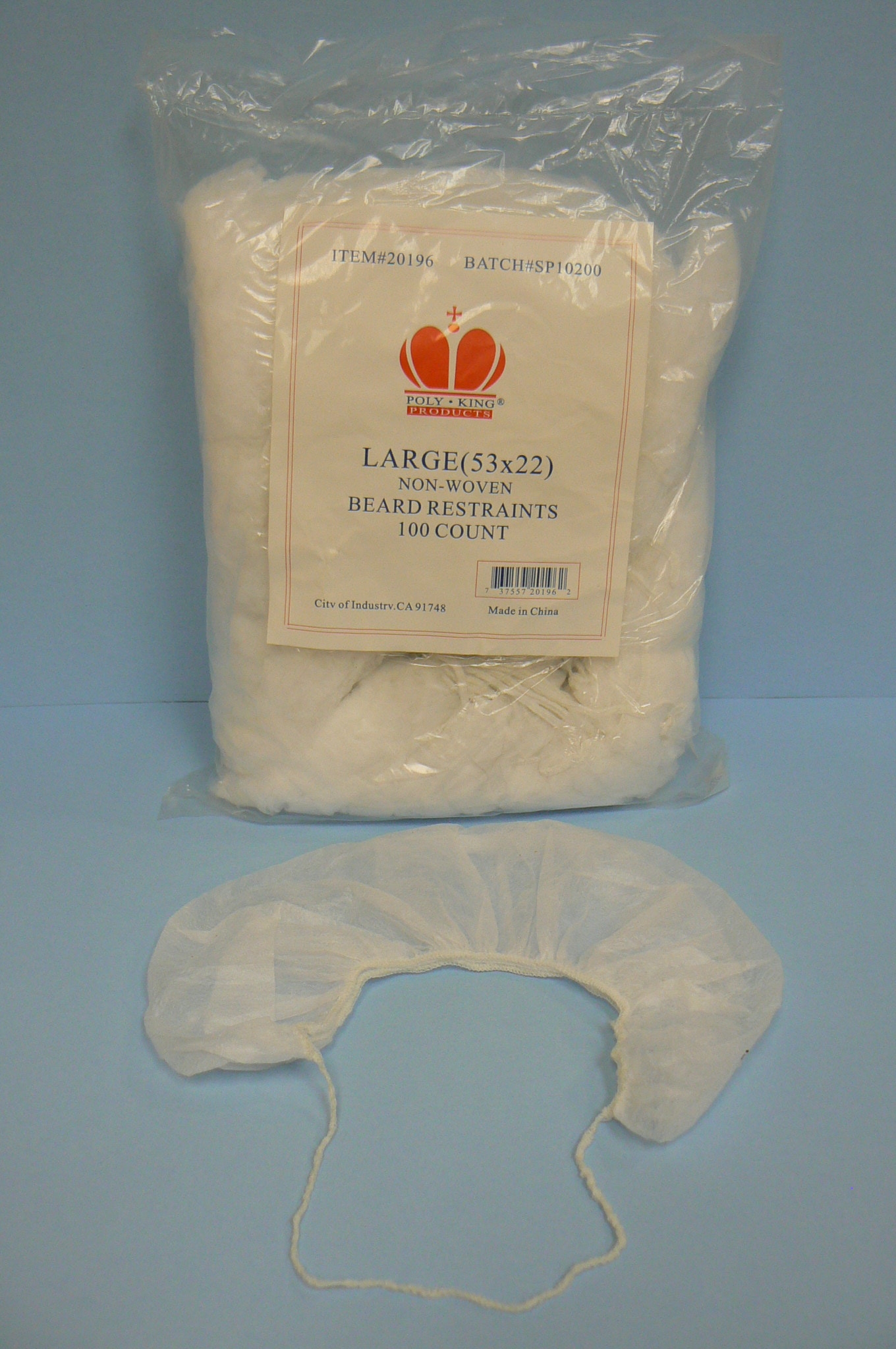 Non-Woven Beard Restraints, White, Large, 53 X 22 size, 10 Case --- 100 Count
