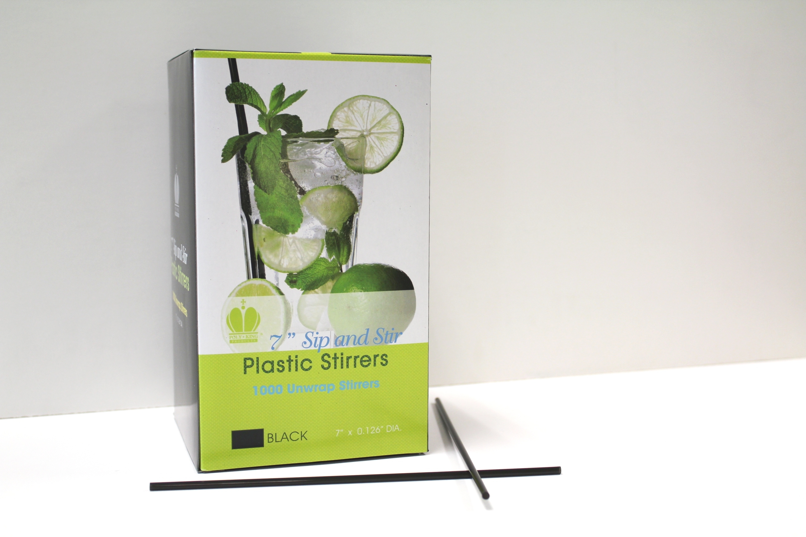 Goldmax Plastic Black Unwrapped Sip and Stirrer Straw, 7 inch -- 10000 per case.