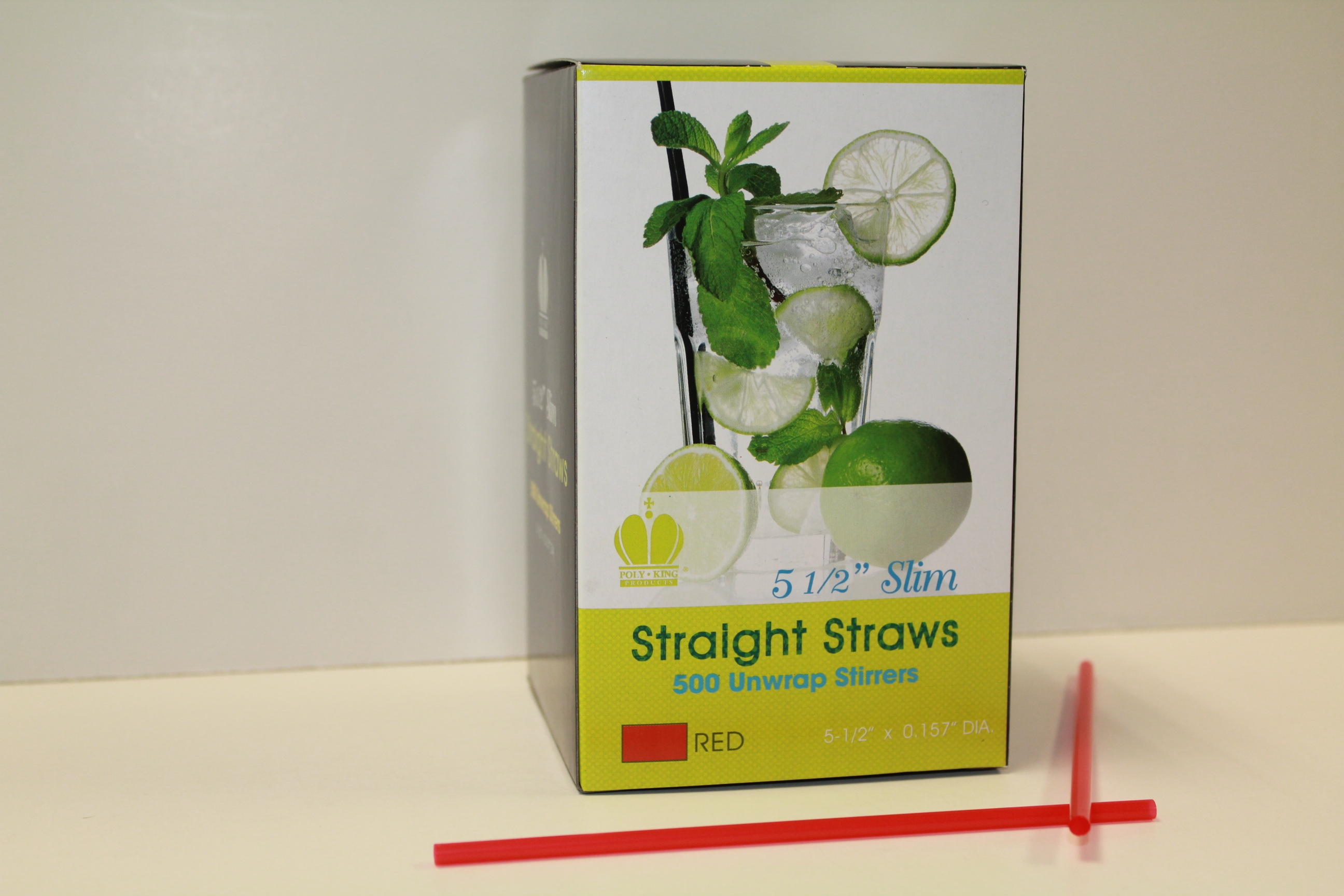 Goldmax Red Unwrapped Slim Stirrer Straight Straw, 5.5 inch -- 5000 per case.