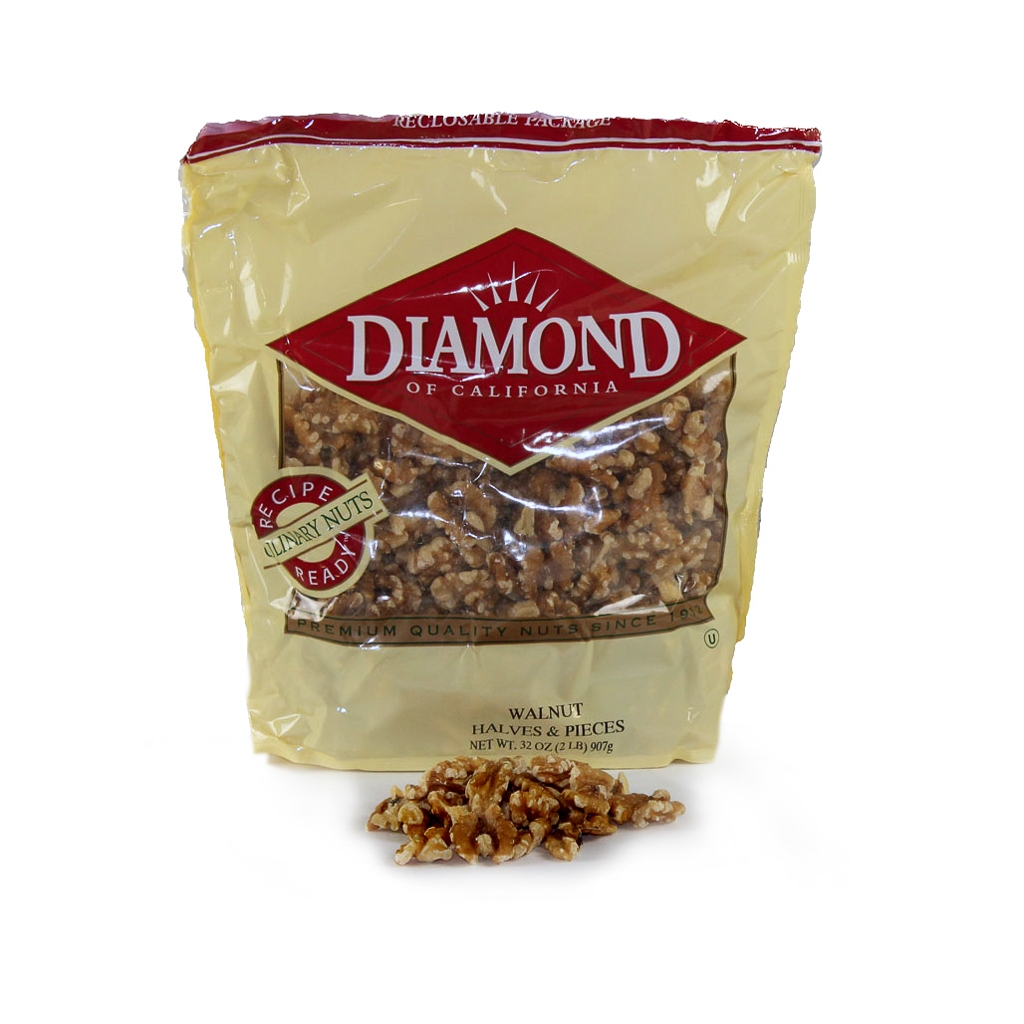Diamond Walnuts, Halve and Pieces Combo, 2 Pound Visibility Bag -- 3 per case.