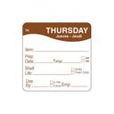 ToughMark Thursday 2 x 2 inch Day of the Week Labels, 500 count per roll -- 576 rolls per case.