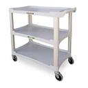 Lakeside Traditional Series KD Standard Duty Gray 3 Shelf Plastic Utility Cart, 16 x 28 1/2 inch Shelf Size.