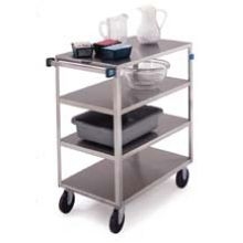 Lakeside Stainless Steel Medium Duty 4 Shelves Banquet Cart - 3 Shelf Edges Up and 1 Shelf Edge Down, 19 3/8 x 35 x 36 7/8 inch.