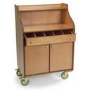 Lakeside Geneva Wood Veneer Blonde Finish 5 Compartments with Fixed Divider Mobile Wait Stand, 19 3/4 x 31 1/2 x 45 1/2 inch.