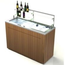 Lakeside Geneva Chalet Stainless Steel Body IPE Wood Finish Portable Back Bar, 5 Feet.
