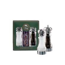 Chef Specialties Lehigh Matte Chrome Acrylic Salt and Pepper Mill Shaker Set, 7 inch.
