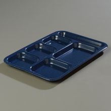 Blue Heavy Weight 6 Compartment Right-Hand Melamine Tray -- 12 per case