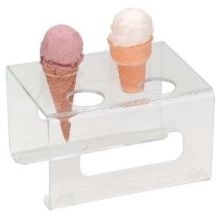 Dispense Rite Clear Acrylic 4 Section Ice Cream Cone Holder, 5 x 8 x 6 1/4 inch -- 4 per case.