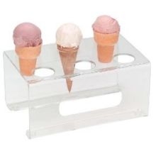 Dispense Rite Clear Acrylic 6 Section Ice Cream Cone Holder, 5 x 9 3/4 x 6 1/4 inch -- 4 per case.