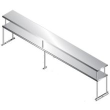 Advance Tabco Double Tier Stainless Steel Table Mounted Shelf, 18 x 108 inch.