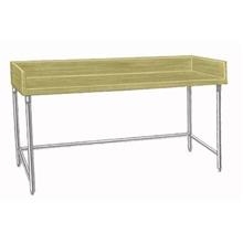 Wood Top Table with Coved Riser, Open Galvanized Base, 30 x 60 inch.
